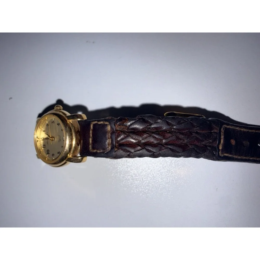 Eddie Bauer Women's Watch Braided Leather Band‎ Brown Needs New Battery